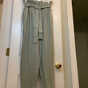 A New Day Tie Waist Paper Bag Pants Womens S Sage Green UNWORN